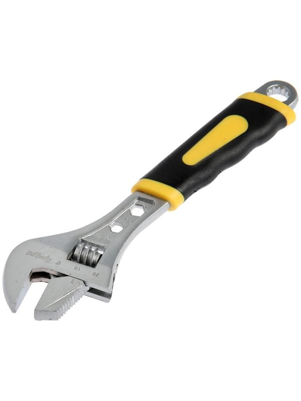 Ключ разводной ТУНДРА, 2 варианта зажима, гайки 4-6-12 мм, 2К рукоятка, 200 мм