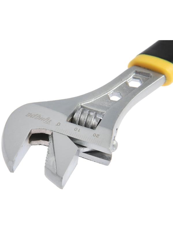 Ключ разводной ТУНДРА, 2 варианта зажима, гайки 4-6-12 мм, 2К рукоятка, 200 мм