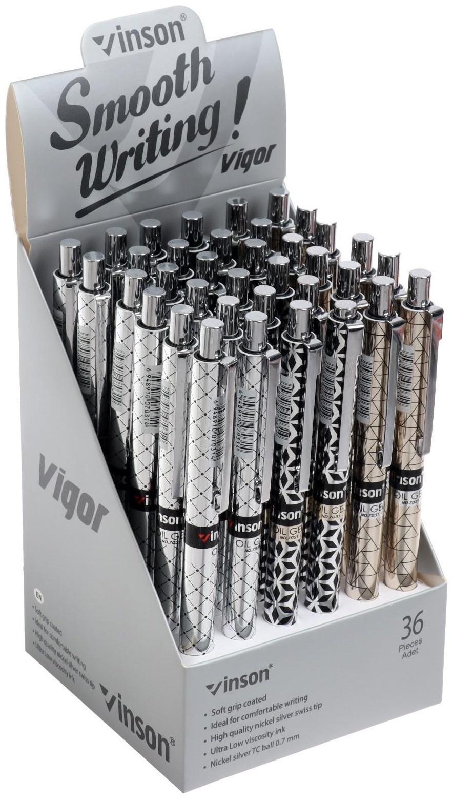 Ручка шариковая, автоматическая Vinson Noble 0.7 мм, стержень синий, масляный