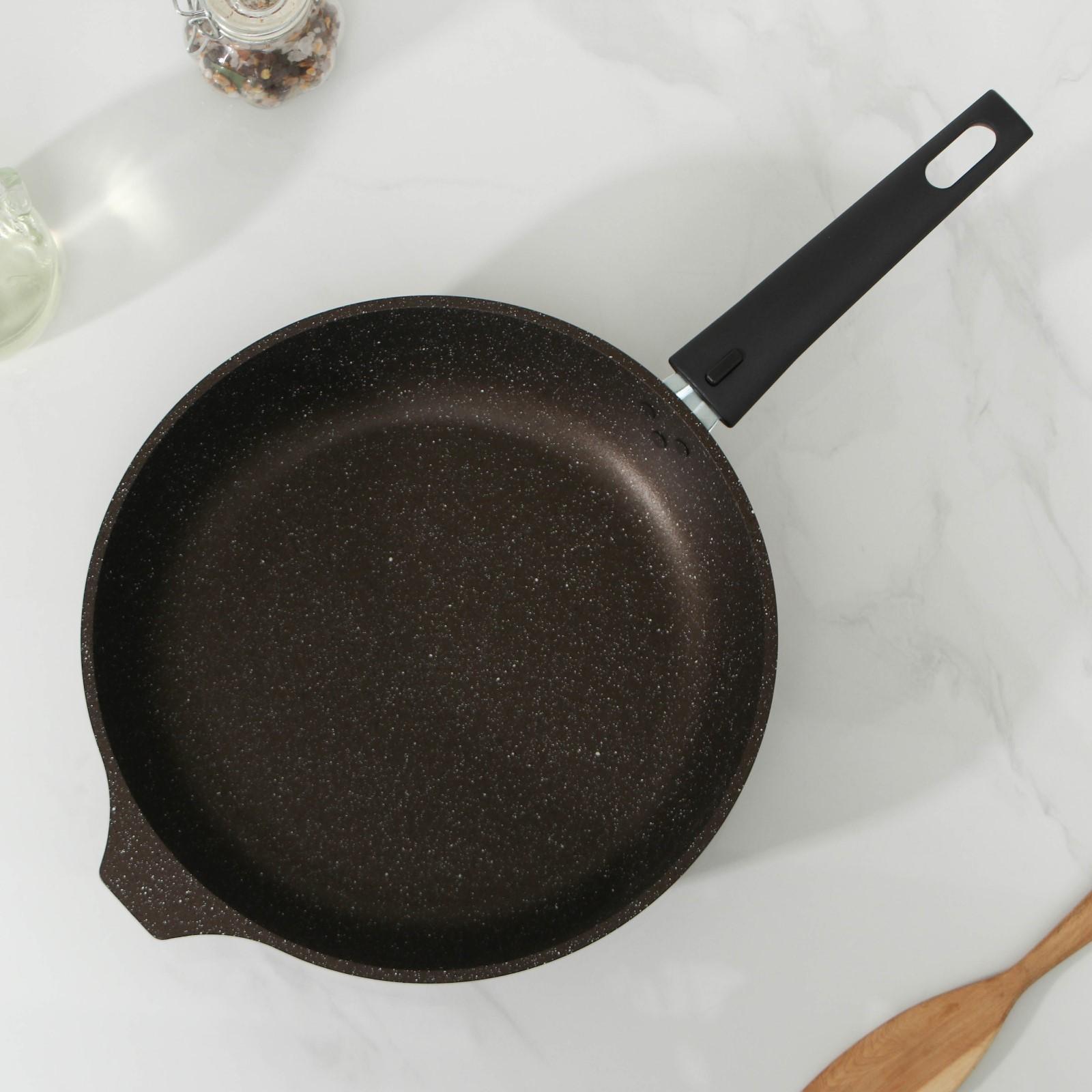 Сковорода, d=26 см, съёмная ручка, антипригарное покрытие, цвет кофейный мрамор