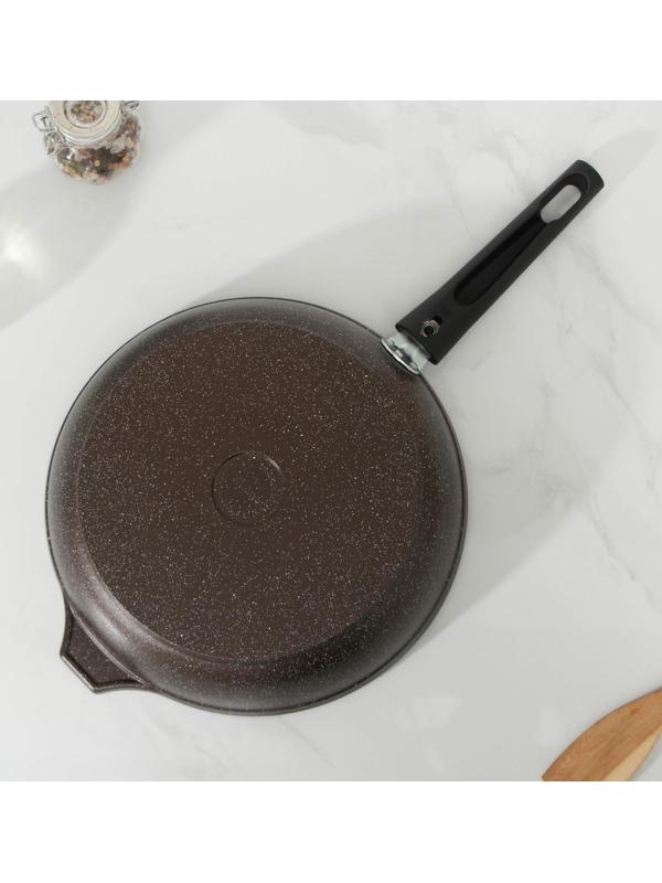 Сковорода, d=26 см, съёмная ручка, антипригарное покрытие, цвет кофейный мрамор