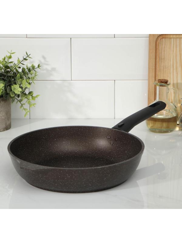 Сковорода, d=26 см, съёмная ручка, антипригарное покрытие, цвет кофейный мрамор