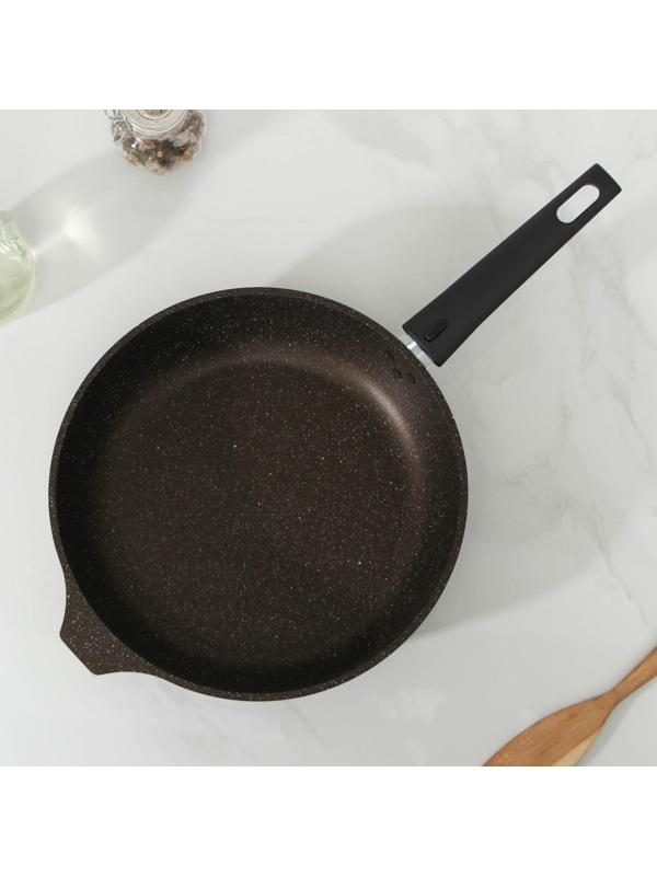 Сковорода, d=26 см, съёмная ручка, антипригарное покрытие, цвет кофейный мрамор
