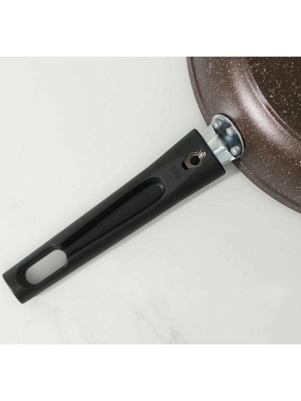 Сковорода, d=26 см, съёмная ручка, антипригарное покрытие, цвет кофейный мрамор