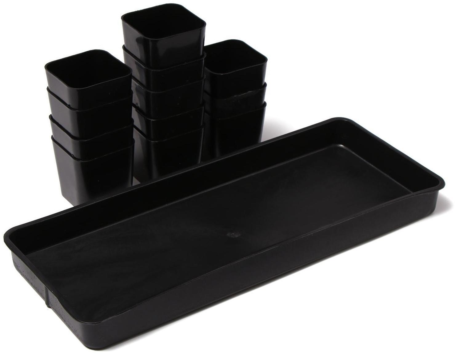 Набор для рассады: стаканы по 300 мл (12 шт.), поддон 43 × 18 см, МИКС, Greengo