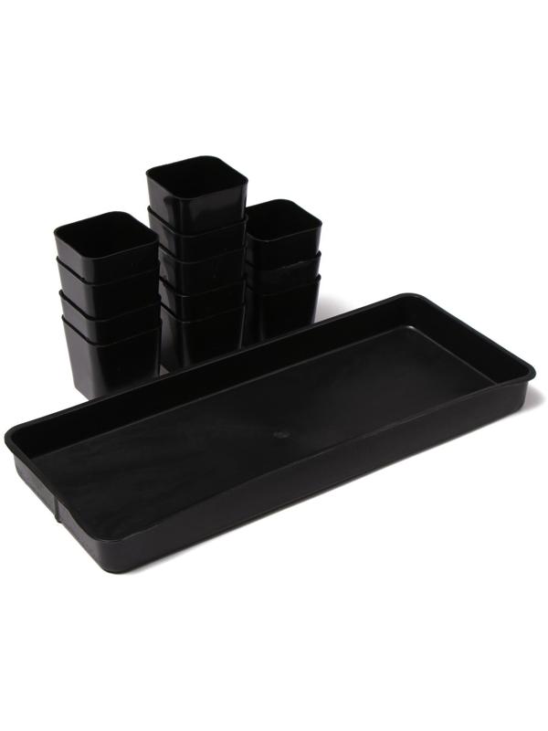 Набор для рассады: стаканы по 300 мл (12 шт.), поддон 43 × 18 см, МИКС, Greengo