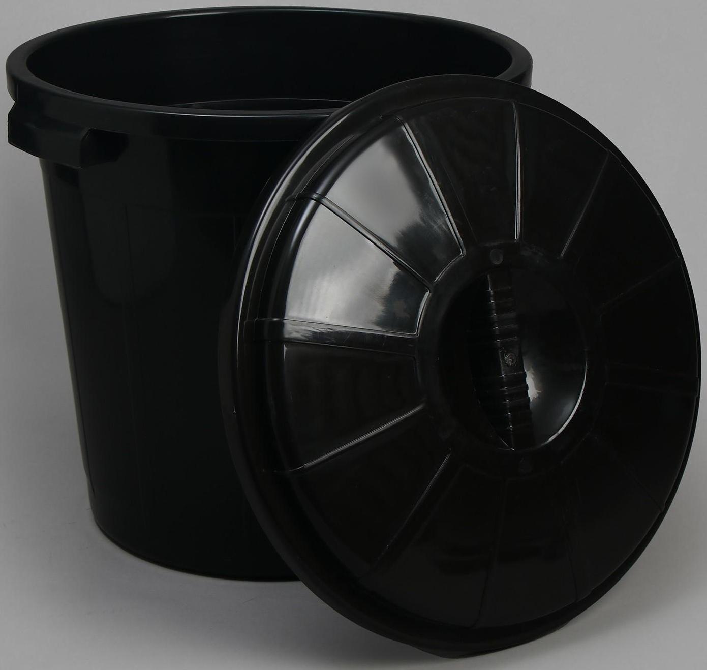 Бак хозяйственно-бытовой, 50 л, с крышкой, чёрный