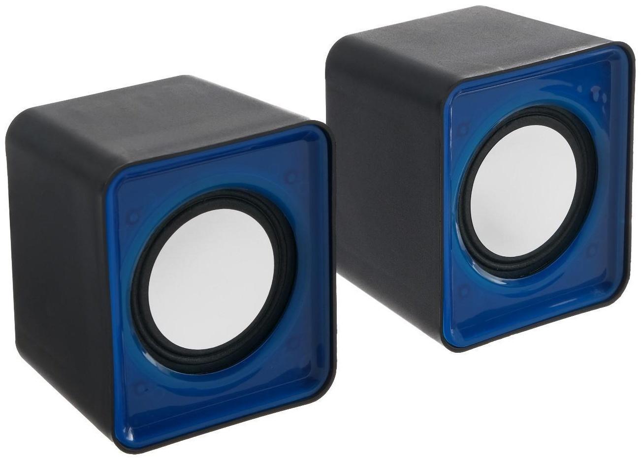 Компьютерные колонки 2.0 LuazON ES-01, Jack 3.5, USB, сине-чёрные