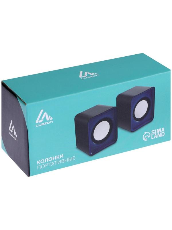 Компьютерные колонки 2.0 LuazON ES-01, Jack 3.5, USB, сине-чёрные