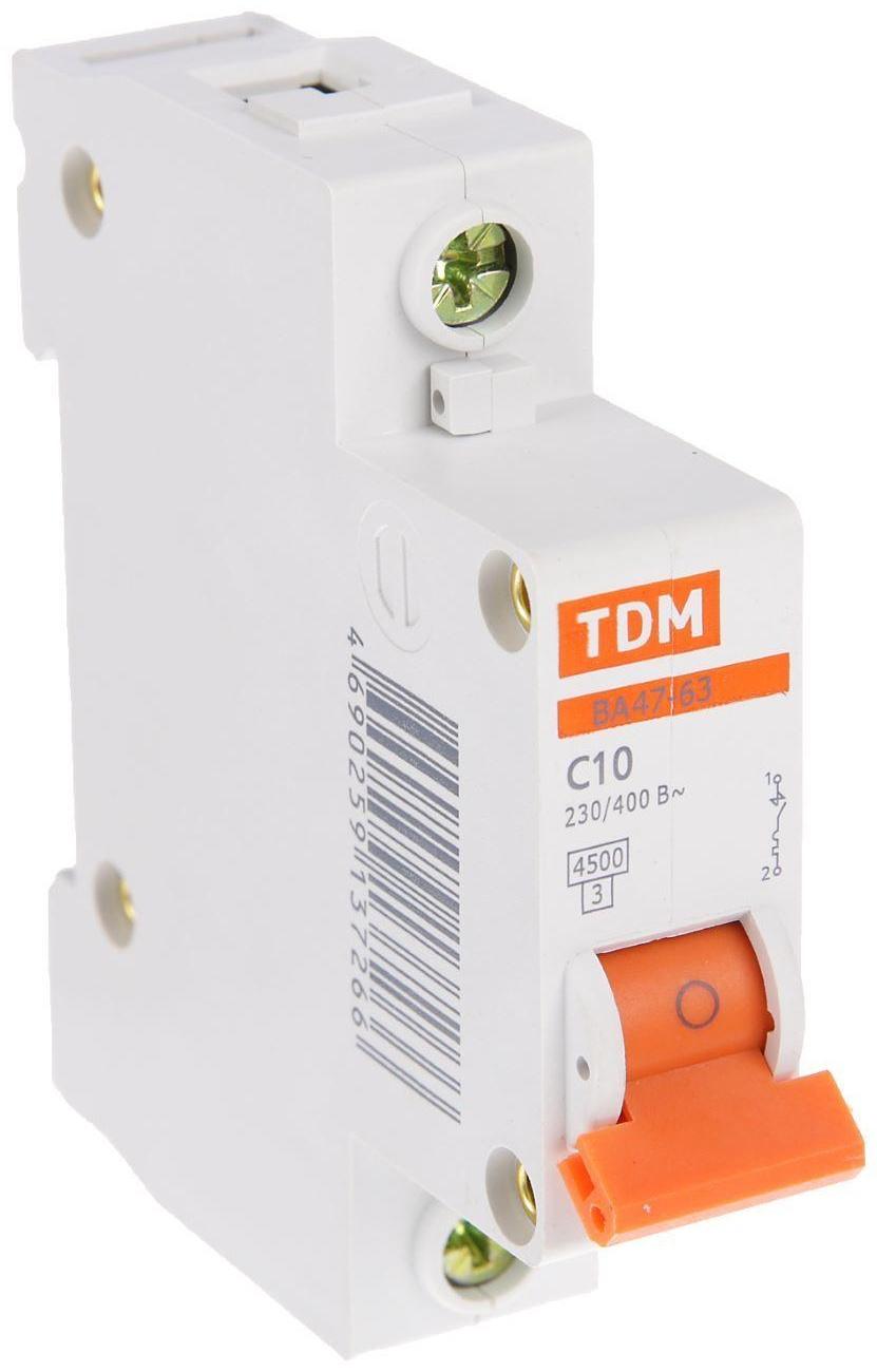 Выключатель автоматический TDM ВА47-63, 1п, 10 А, 4.5 кА