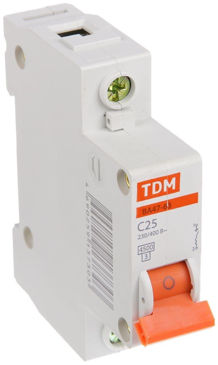 Выключатель автоматический TDM ВА47-63, 1п, 25 А, 4.5 кА