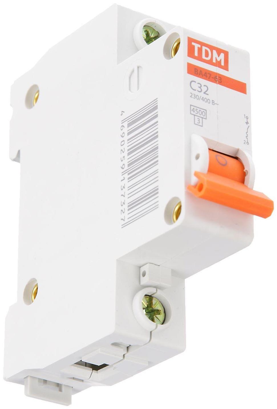 Выключатель автоматический TDM ВА47-63, 1п, 32 А, 4.5 кА