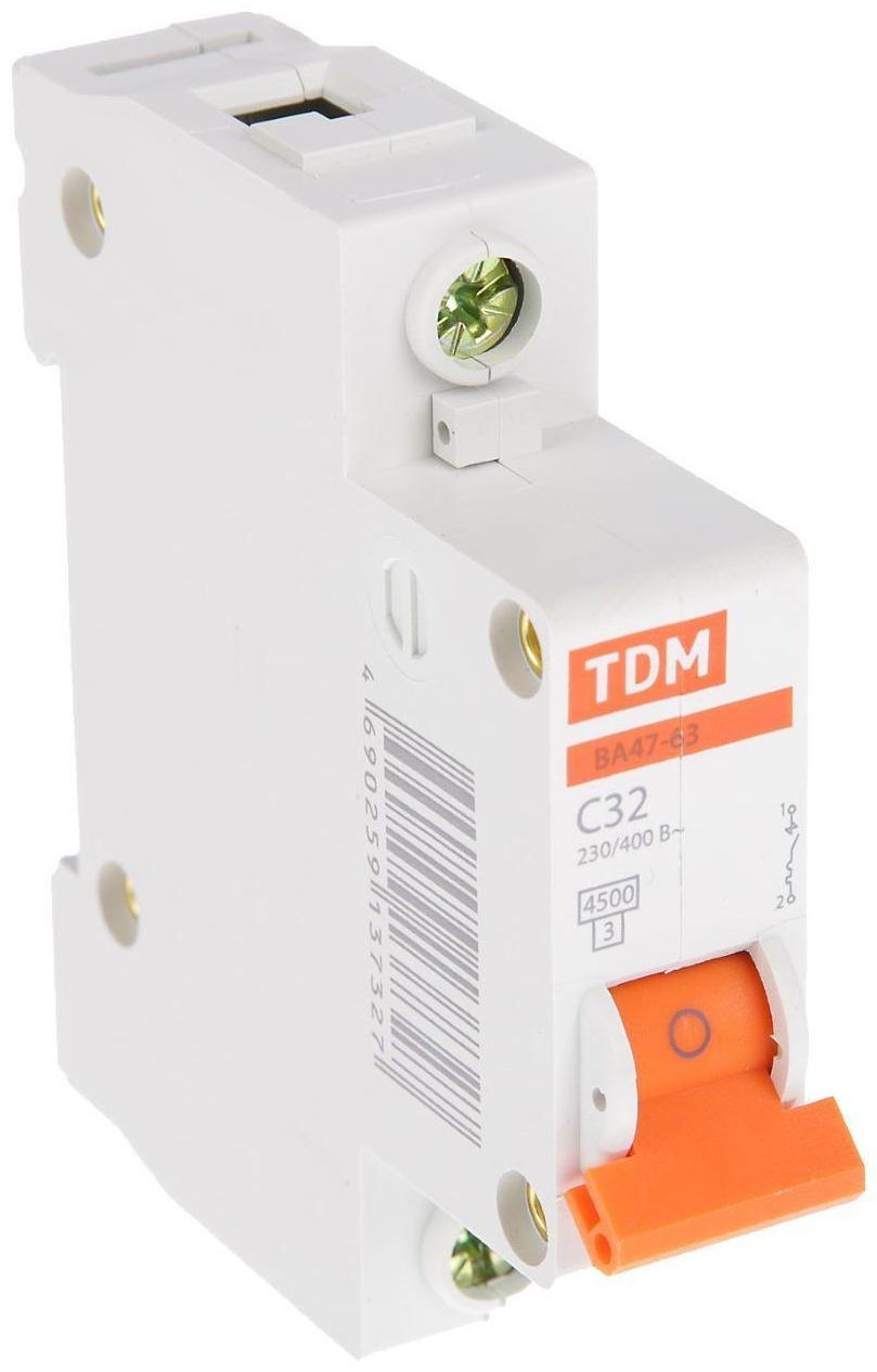 Выключатель автоматический TDM ВА47-63, 1п, 32 А, 4.5 кА