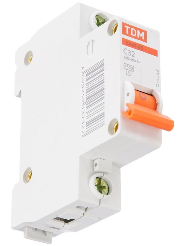 Выключатель автоматический TDM ВА47-63, 1п, 32 А, 4.5 кА
