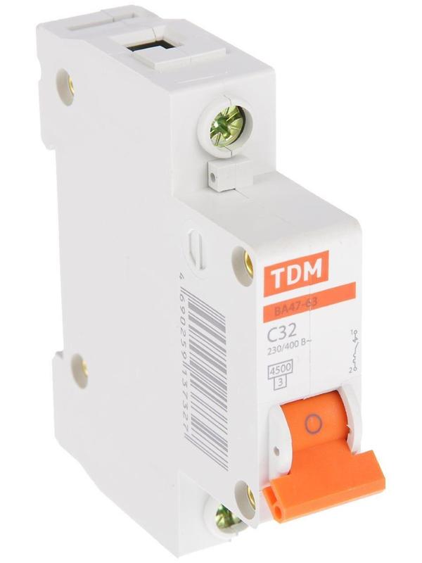 Выключатель автоматический TDM ВА47-63, 1п, 32 А, 4.5 кА