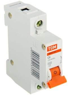 Выключатель автоматический TDM ВА47-63, 1п, 6 А, 4.5 кА