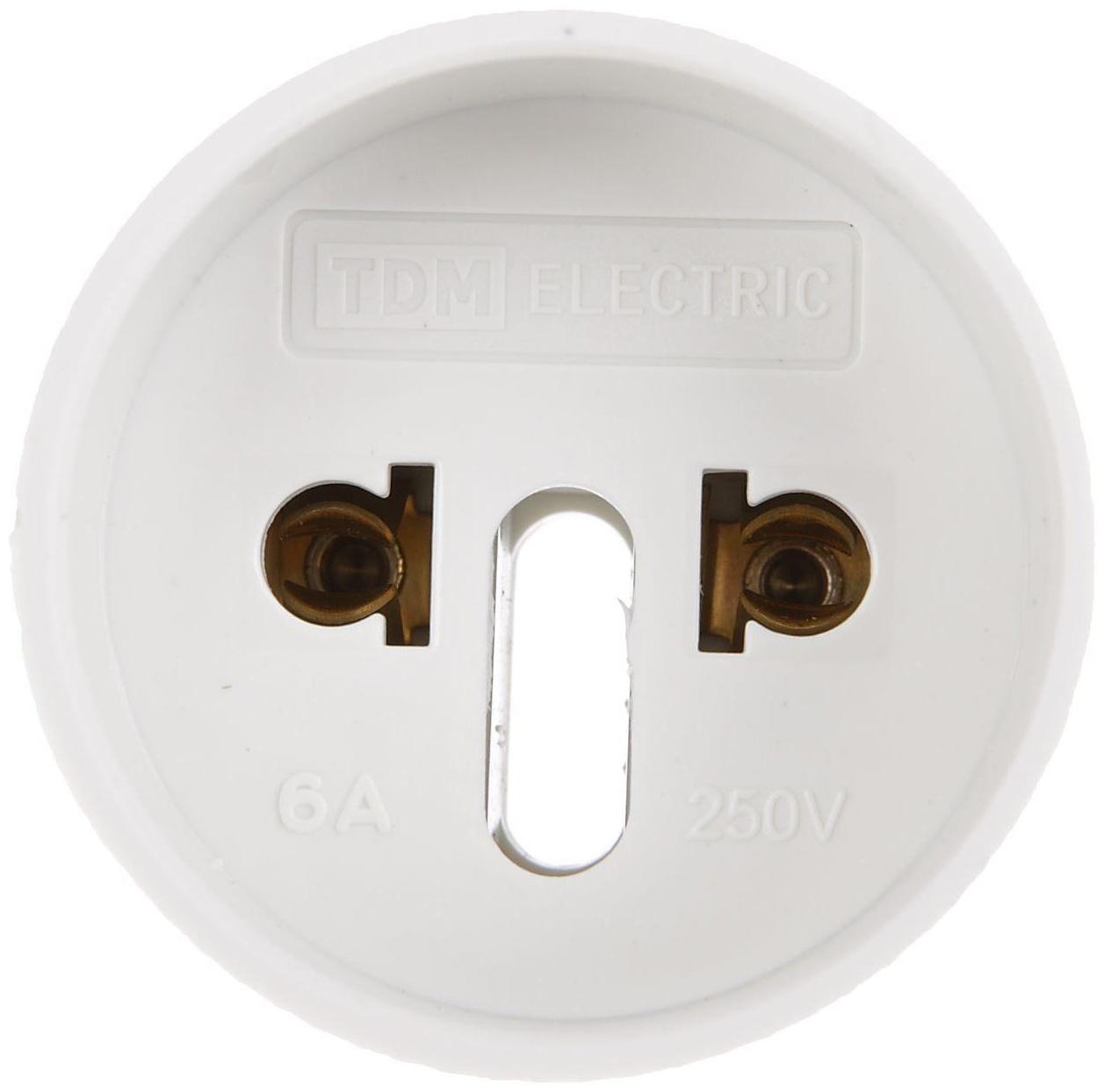 Переходник TDM , 6 А, 250 В, без заземления, белый, SQ1806-0023