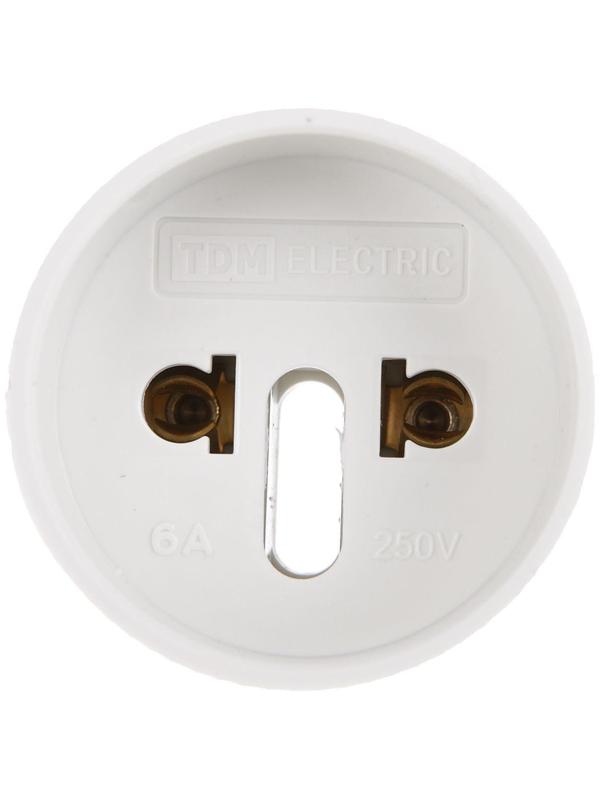 Переходник TDM , 6 А, 250 В, без заземления, белый, SQ1806-0023