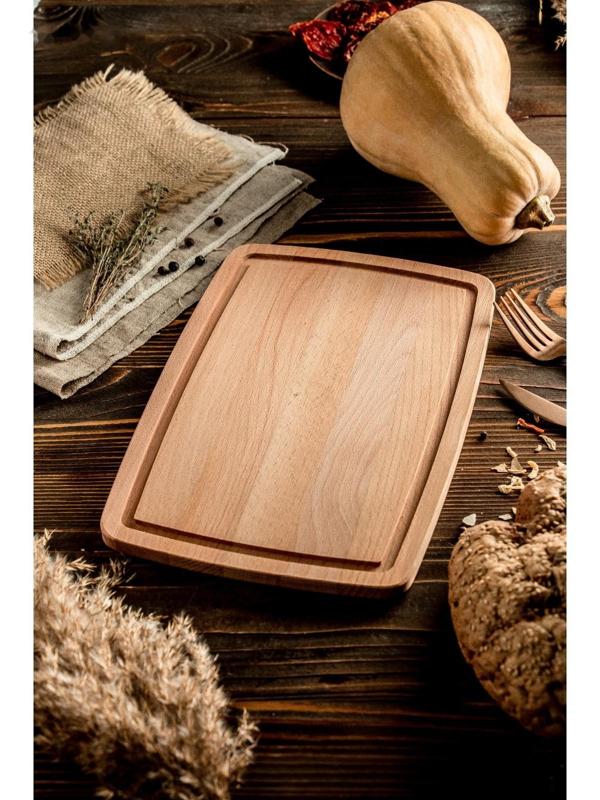 Доска разделочная малая с кровостоком 300х200 мм,  12мм, массив