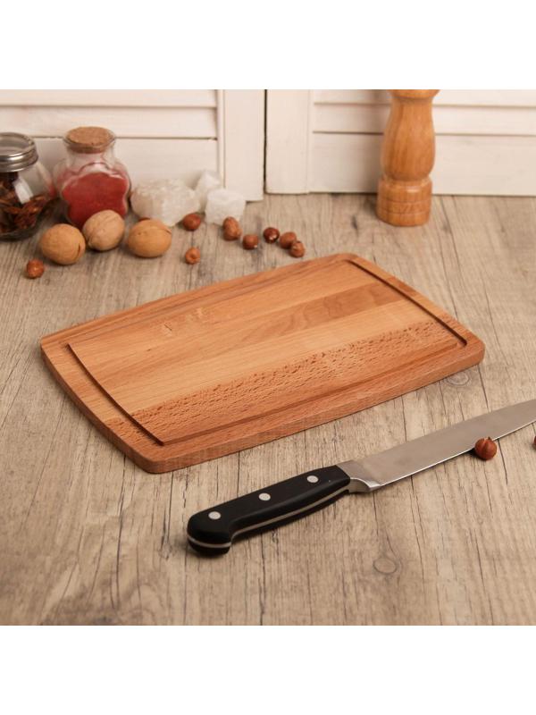 Доска разделочная малая с кровостоком 300х200 мм,  12мм, массив