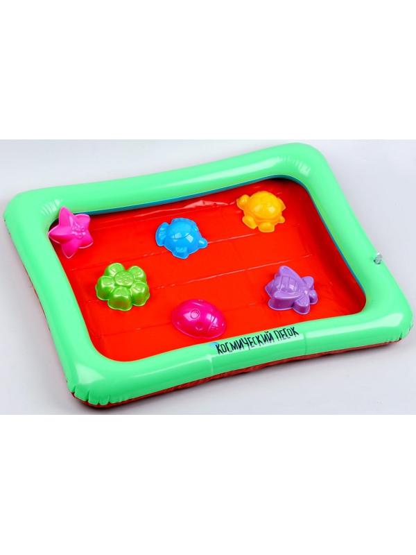 Космический песок зелёный в коробке, 1 кг + песочница + формочки