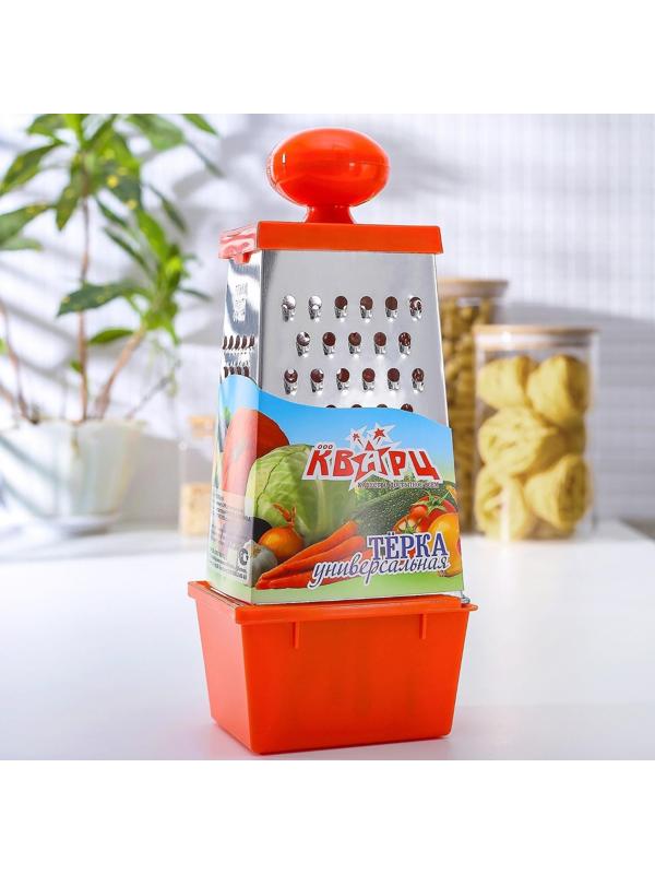 Тёрка Доляна «Комфорт», 4 грани, с контейнером 450 мл, ручка круглая, 28×12×9 см, цвет МИКС