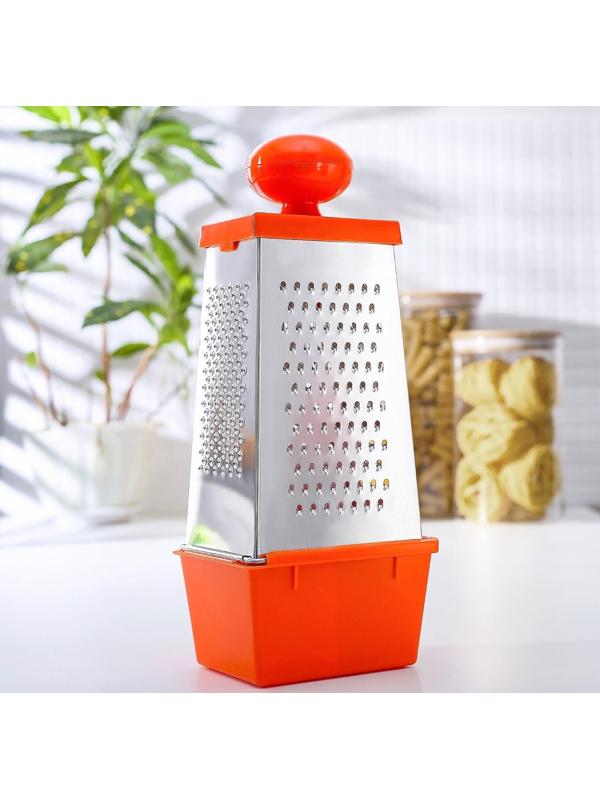 Тёрка Доляна «Комфорт», 4 грани, с контейнером 450 мл, ручка круглая, 28×12×9 см, цвет МИКС