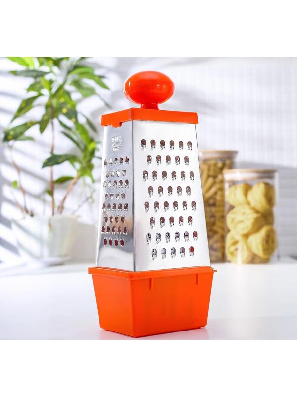 Тёрка Доляна «Комфорт», 4 грани, с контейнером 450 мл, ручка круглая, 28×12×9 см, цвет МИКС