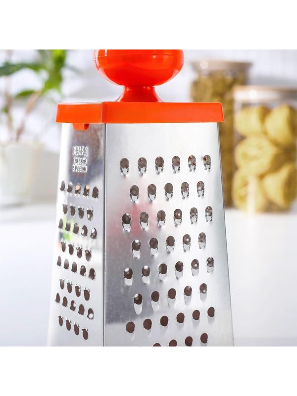 Тёрка Доляна «Комфорт», 4 грани, с контейнером 450 мл, ручка круглая, 28×12×9 см, цвет МИКС