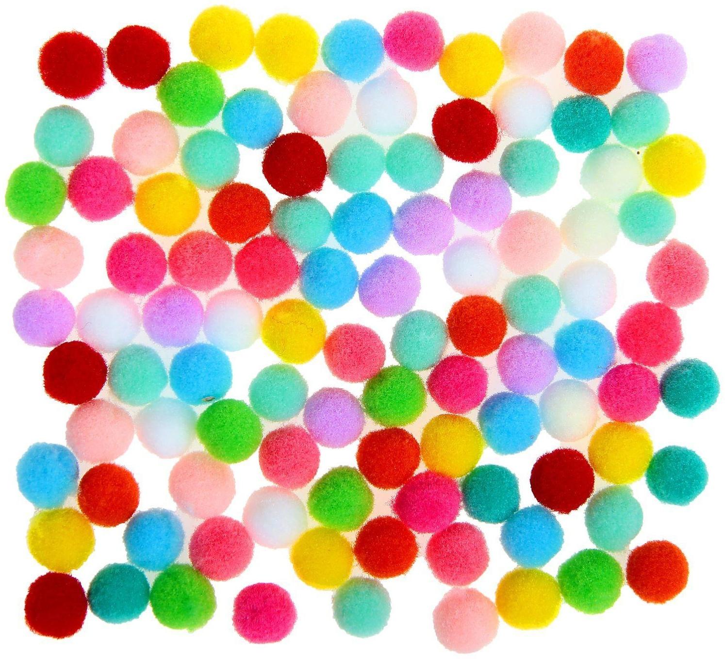 Набор текстильных деталей для декора «Бомбошки» 100 шт. набор, размер 1 шт. 0,6 см, цвет МИКС