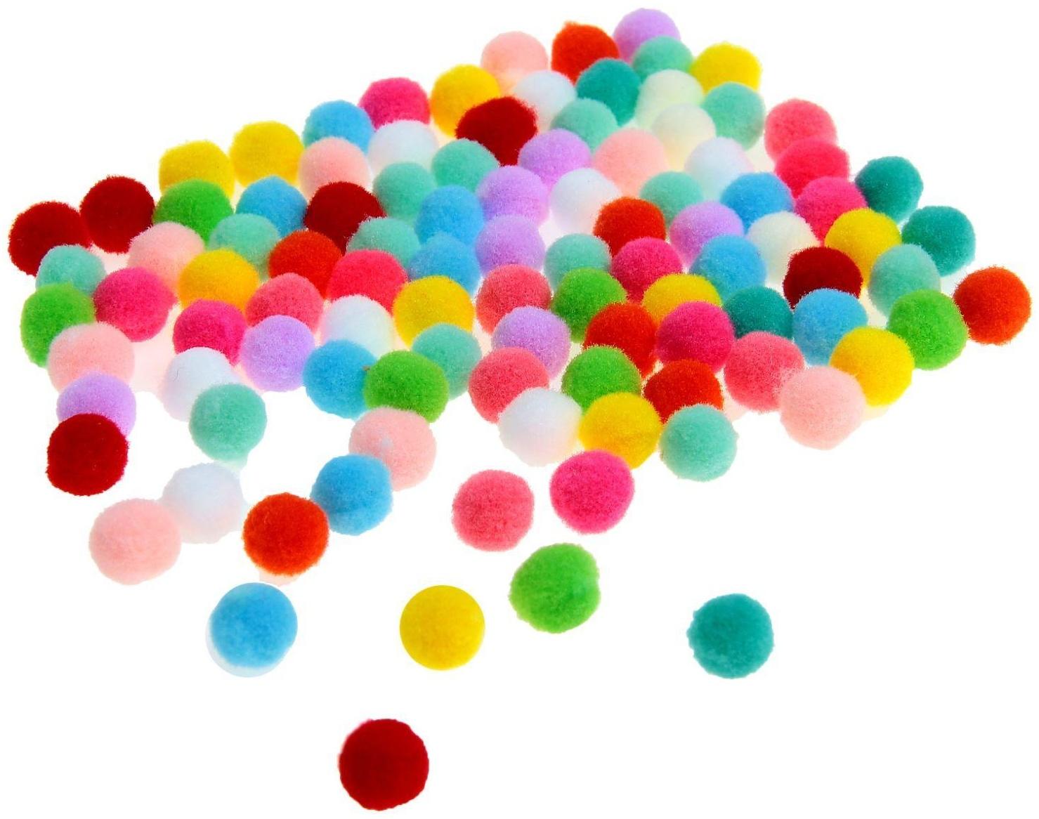 Набор текстильных деталей для декора «Бомбошки» 100 шт. набор, размер 1 шт. 0,6 см, цвет МИКС