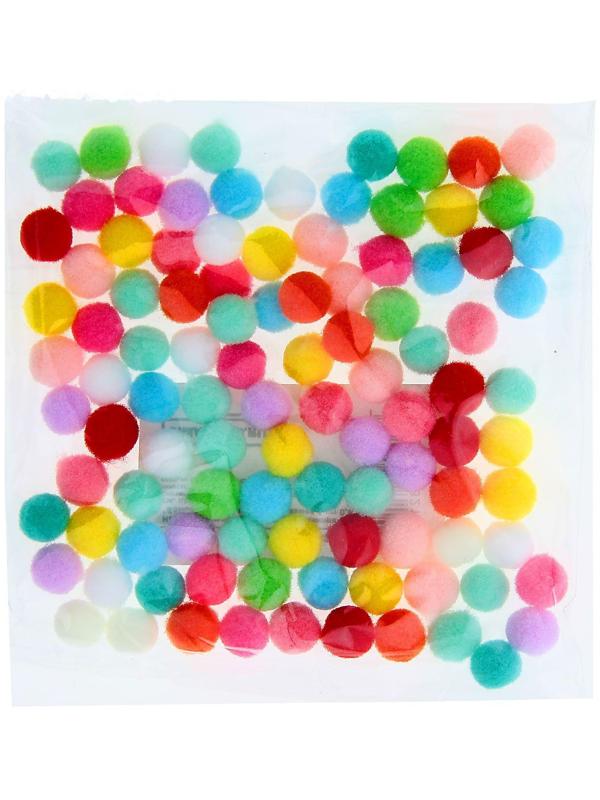 Набор текстильных деталей для декора «Бомбошки» 100 шт. набор, размер 1 шт. 0,6 см, цвет МИКС