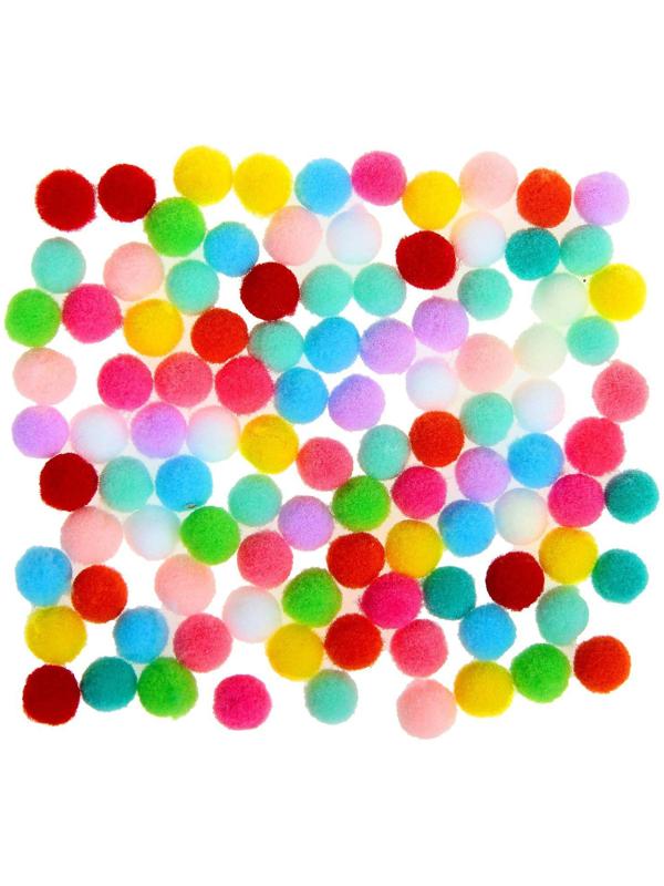 Набор текстильных деталей для декора «Бомбошки» 100 шт. набор, размер 1 шт. 0,6 см, цвет МИКС