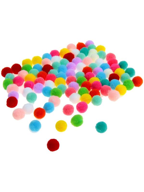 Набор текстильных деталей для декора «Бомбошки» 100 шт. набор, размер 1 шт. 0,6 см, цвет МИКС