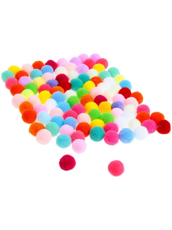 Набор текстильных деталей для декора «Бомбошки» 100 шт. набор, размер 1 шт. 1,2 см, цвета МИКС