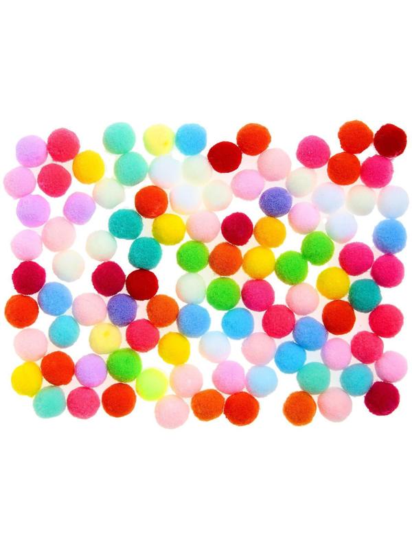 Набор текстильных деталей для декора «Бомбошки» 100 шт. набор, размер 1 шт. 1,2 см, цвета МИКС