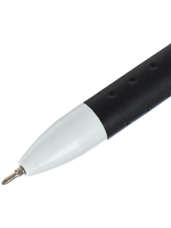 Ручка гелевая, 0.5 мм, чёрный, корпус белый, с резиновым держателем