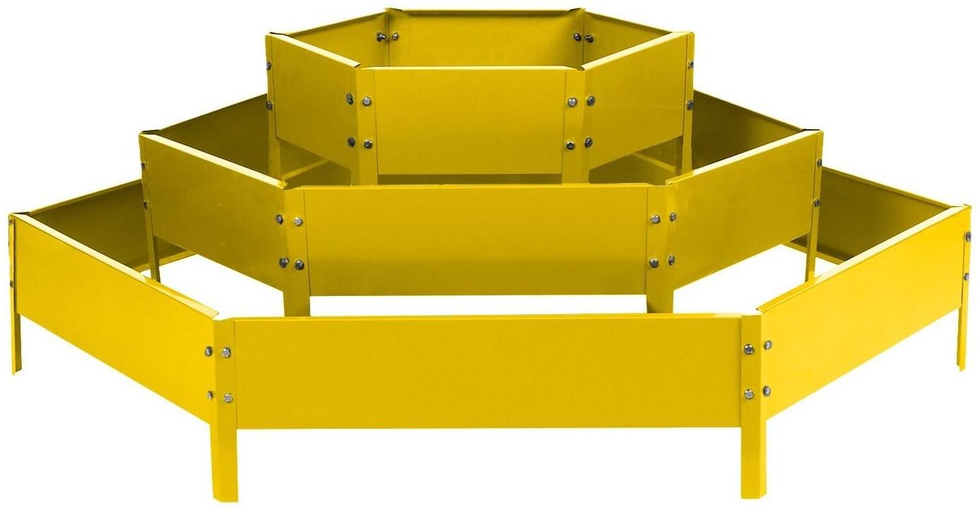 Клумба оцинкованная, 3 яруса, d = 60–100–140 см, h = 45 см, жёлтая, Greengo