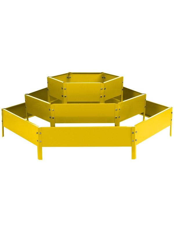 Клумба оцинкованная, 3 яруса, d = 60–100–140 см, h = 45 см, жёлтая, Greengo