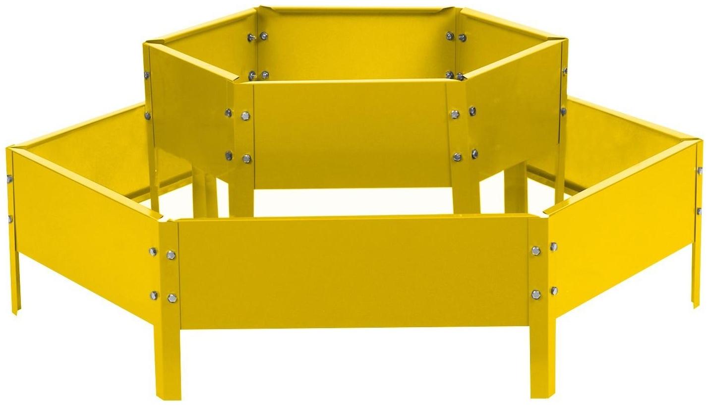 Клумба оцинкованная, 2 яруса, d = 60–100 см, h = 30 см, жёлтая, Greengo