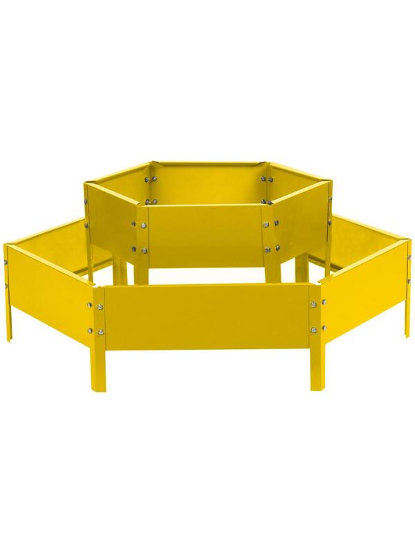 Клумба оцинкованная, 2 яруса, d = 60–100 см, h = 30 см, жёлтая, Greengo