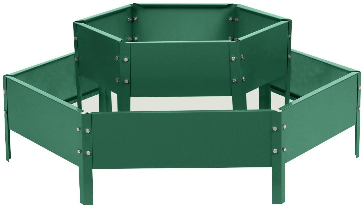 Клумба оцинкованная, 2 яруса, d = 60–100 см, h = 30 см, зелёная, Greengo