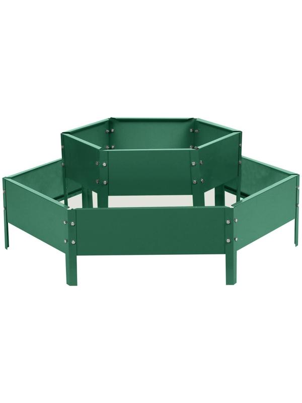 Клумба оцинкованная, 2 яруса, d = 60–100 см, h = 30 см, зелёная, Greengo