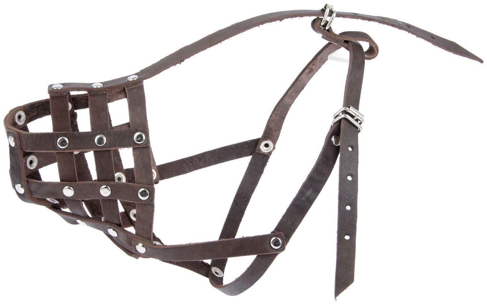 Намордник кожаный Зооник №4 (длина по носу 9,5 см, обхват морды 31 см), микс