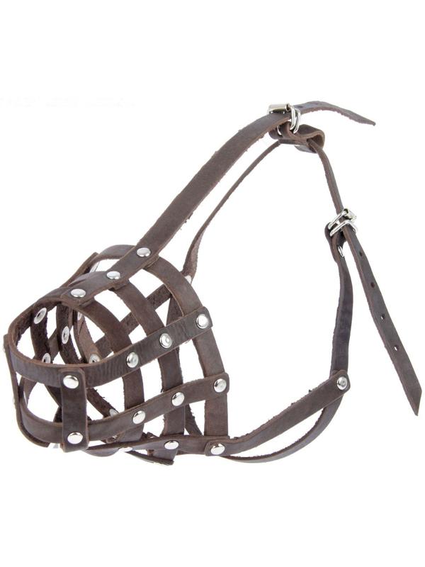 Намордник кожаный Зооник №4 (длина по носу 9,5 см, обхват морды 31 см), микс
