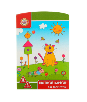 Картон Koh-I-Noor ламинированный цветной А4, 8 листов, 8 цветов