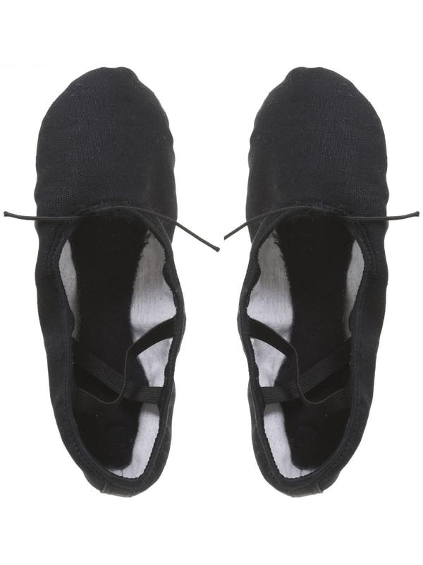 Балетки тиковые, длина по стельке 18 см, цвет чёрный