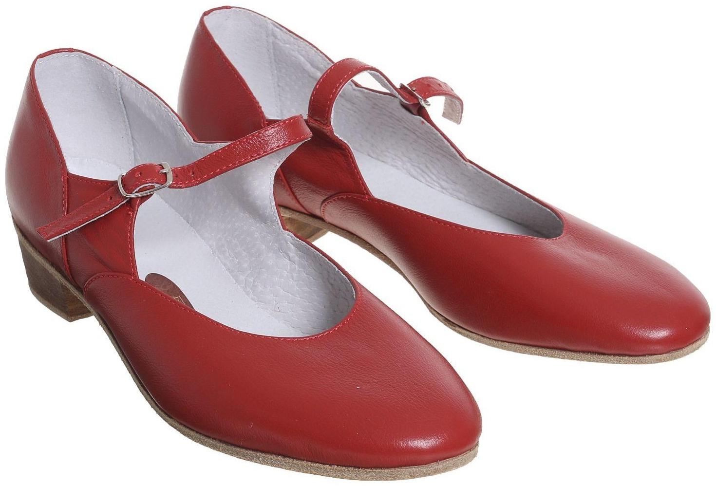 Туфли народные женские, длина по стельке 26 см, цвет красный