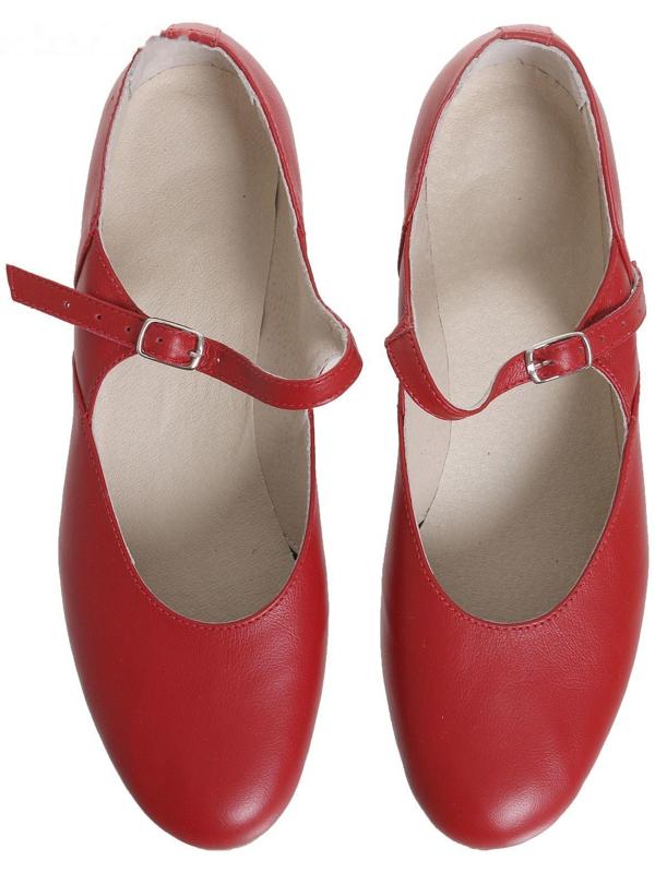 Туфли народные женские, длина по стельке 26 см, цвет красный