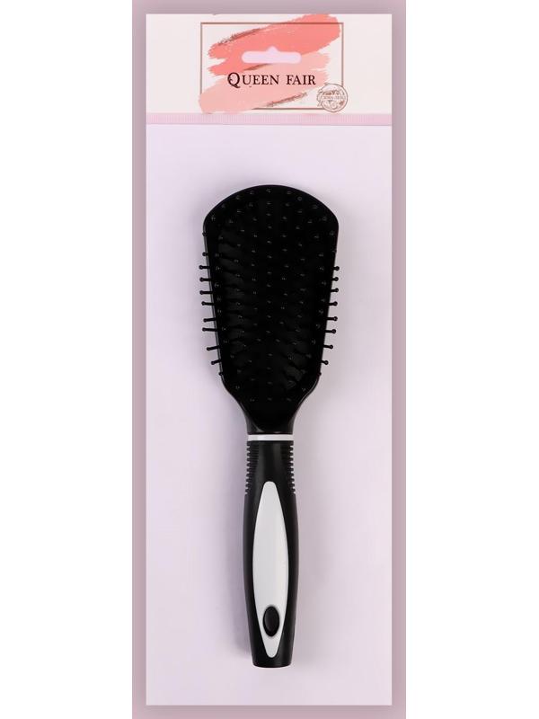 Расчёска массажная, 6,5 × 24 см, цвет чёрный/белый